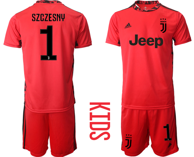 Youth 2020-2021 club Juventus red goalkeeper #1 Soccer Jerseys->juventus jersey->Soccer Club Jersey